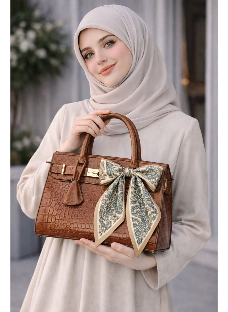 أولودينيز  وشاح حريري صغير للنساء – إكسسوار طويل نحيف بطبعات أنيقة - Image 4